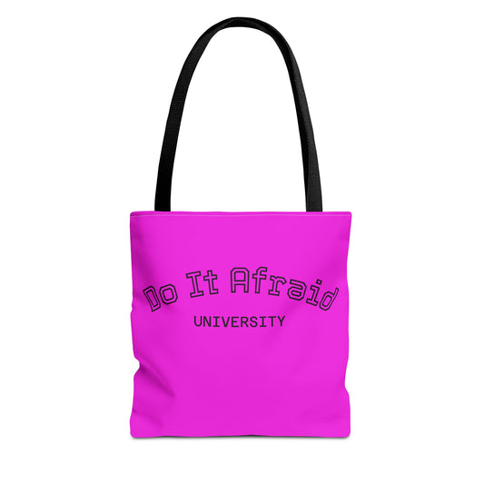 Do It Afraid University Tote Bag — Inspirational Pink Canvas Tote