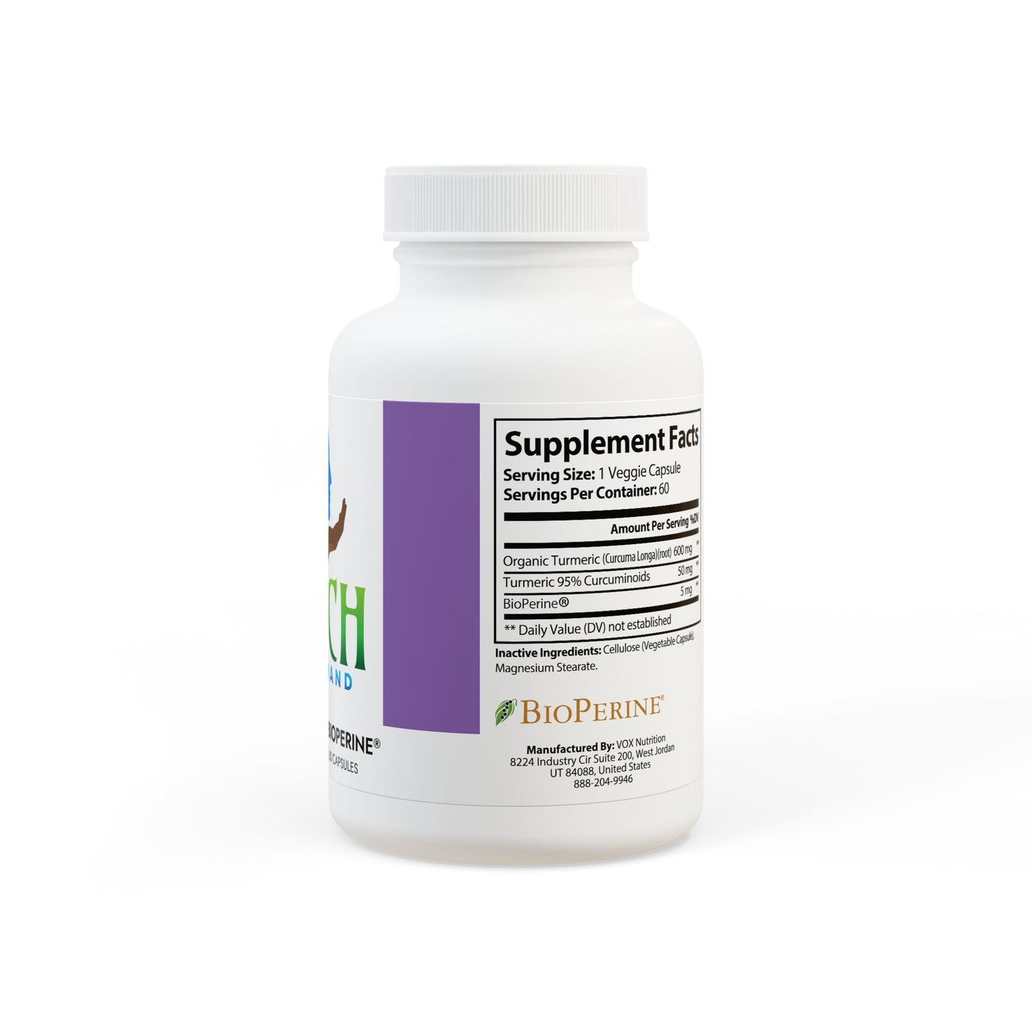 Turmeric with BioPerine® (Black Pepper Fruit Extract) Supplement (60 Capsules)