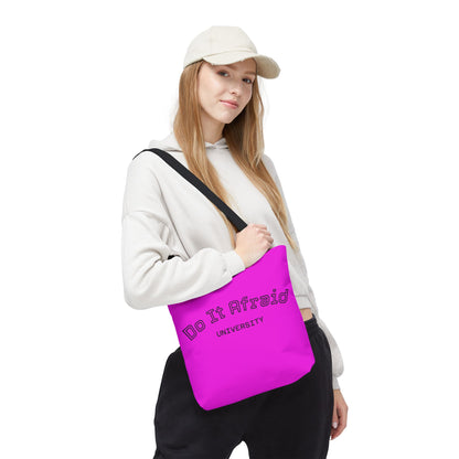 Do It Afraid University Tote Bag — Inspirational Pink Canvas Tote