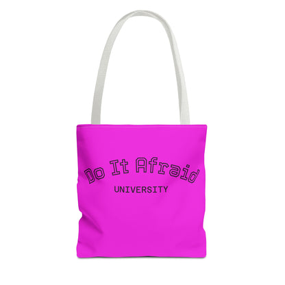 Do It Afraid University Tote Bag — Inspirational Pink Canvas Tote