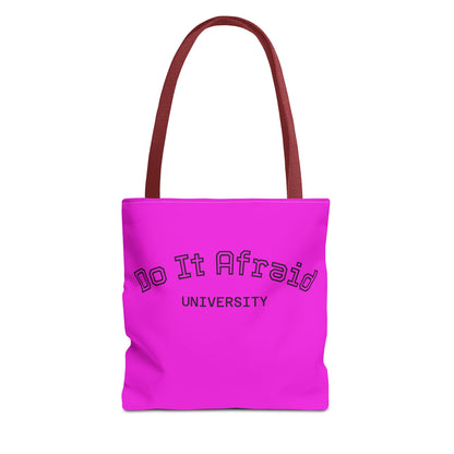 Do It Afraid University Tote Bag — Inspirational Pink Canvas Tote