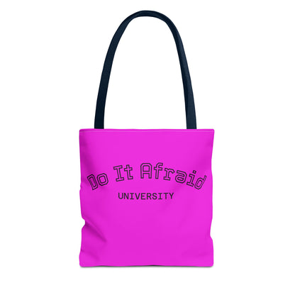 Do It Afraid University Tote Bag — Inspirational Pink Canvas Tote