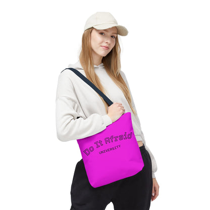 Do It Afraid University Tote Bag — Inspirational Pink Canvas Tote