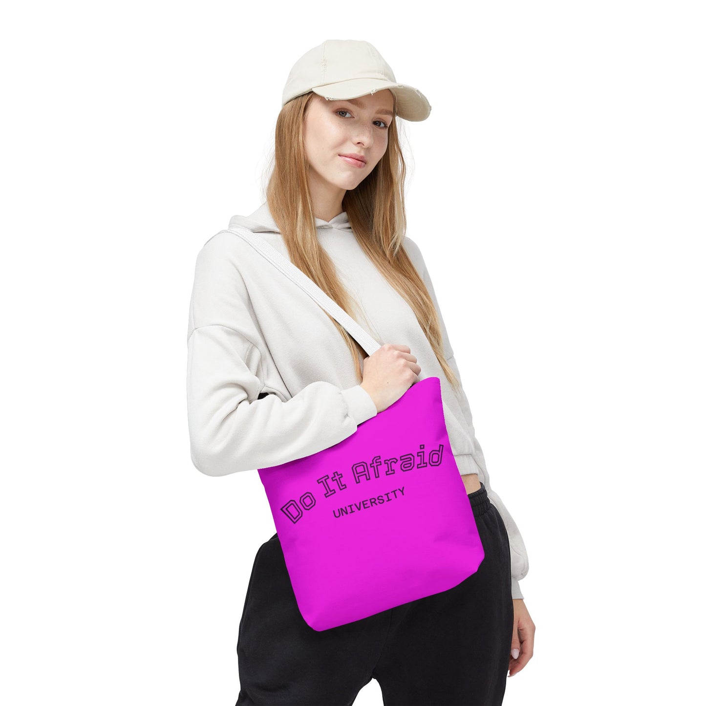 Do It Afraid University Tote Bag — Inspirational Pink Canvas Tote