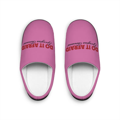 Cozy Women's Indoor Slippers with Motivational Quote: "Do It Afraid"