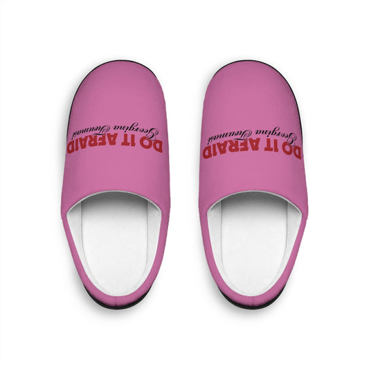 Cozy Women's Indoor Slippers with Motivational Quote: "Do It Afraid"