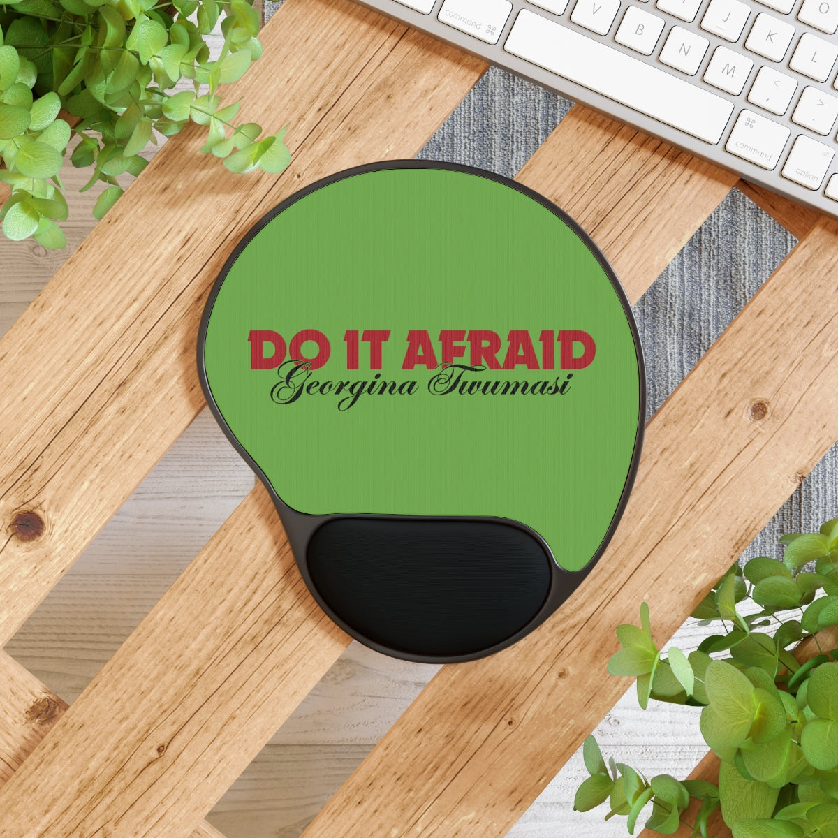 Inspirational Mouse Pad with Wrist Rest - "Do It Afraid" Motivational Desk Accessory